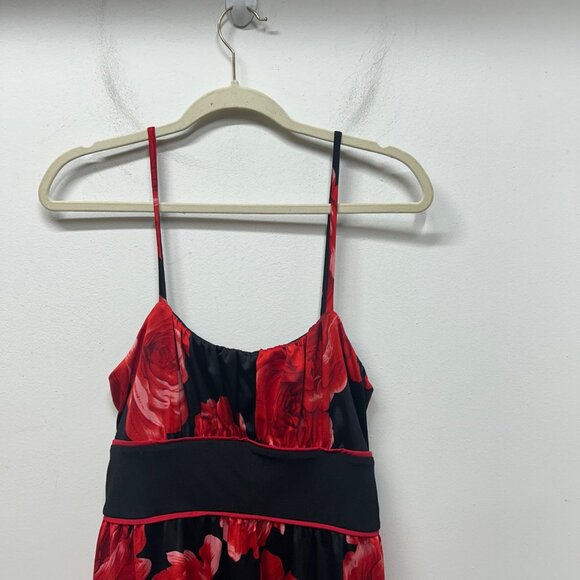 Y2k Red & Black Floral Sleeveless JFW baby-doll Dress Waist Tie - XL whimsigoth - Picture 4 of 9